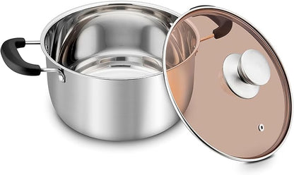 TeamFar Stock Pot 6 qt, Stainless Steel Stock Pasta Soup Pot by TeamFar