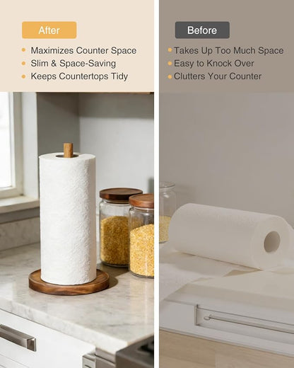 NESAPTO Paper Towel Holder Countertop, Wooden Standing Paper Towel Roll Stand - Image 4