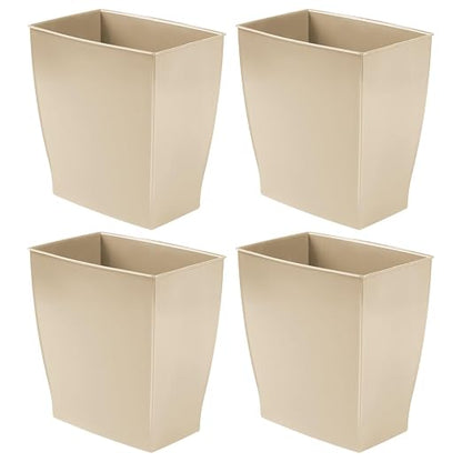 iDesign Small Rectangular Bathroom Trash Set of 4-Taupe Brown Waste Can by iDesign