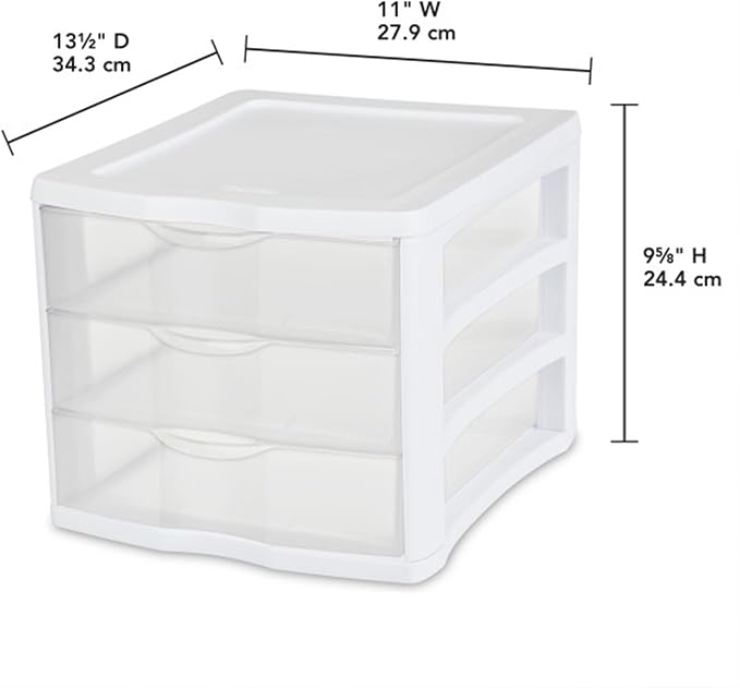 Sterilite ClearView Compact Stacking 3 Drawer Storage Organizer System - Image 3