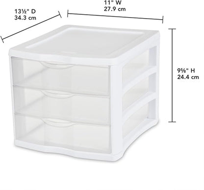 Sterilite ClearView Compact Stacking 3 Drawer Storage Organizer System - Image 3