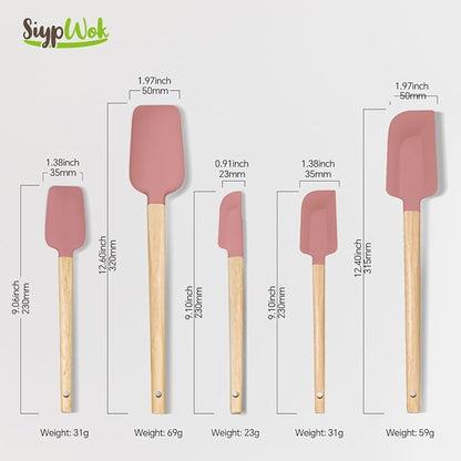 Silicone Spatula Set, Food Grade Rubber Spatula-5 Piece Nonstick Rubber Spatulas - Image 2
