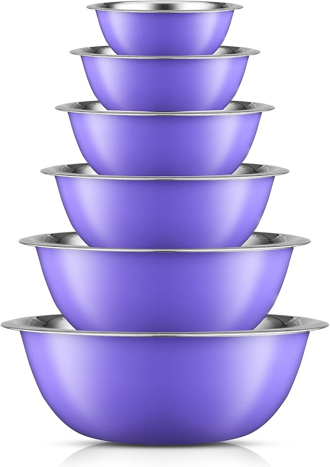 JoyJolt Stainless Steel Mixing Bowl Set of 6-5qt to 0.5qt Nesting Bowls by JoyJolt
