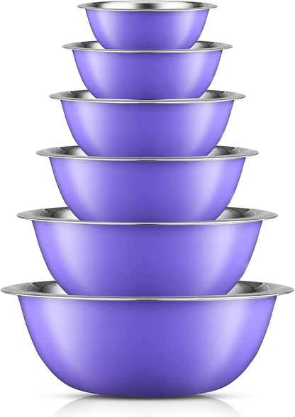 JoyJolt Stainless Steel Mixing Bowl Set of 6-5qt to 0.5qt Nesting Bowls by JoyJolt