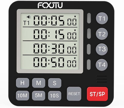 Digital Dual Kitchen Timer, 4-Channel Magnetic Countdown Timer by FCXJTU