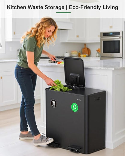 Lovewind 2×11.5 Gallon Dual Trash Can, Stainless Steel Dual Garbage and - Image 7