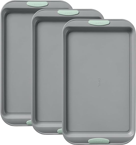 Pyrex 3-Piece Metal Cookie Sheet Bakeware Set, Lightweight Stainless Steel by Pyrex