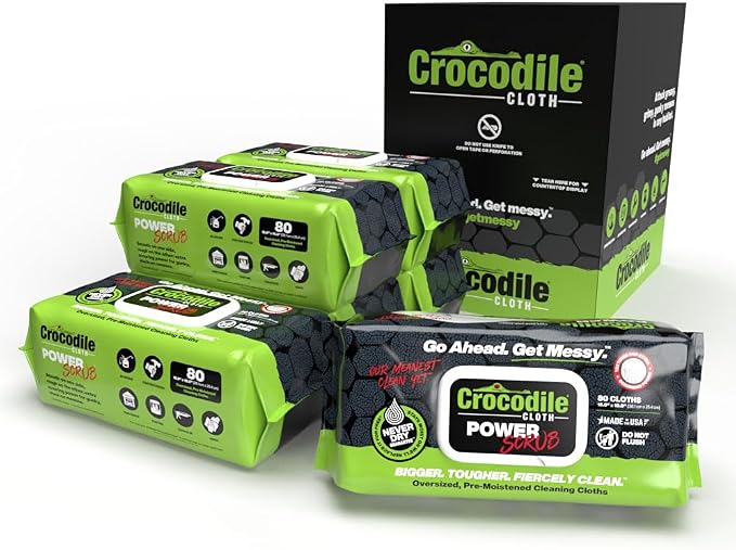 Crocodile Cloth PowerSCRUB Cleaning Wipes – 480 Count Dual-Surface Cloths by CrocodileCloth