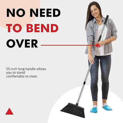 Heavy Duty Broom, 55 Inch Long Handle Outdoor Large Angle Brooms, Commercial - Image 3