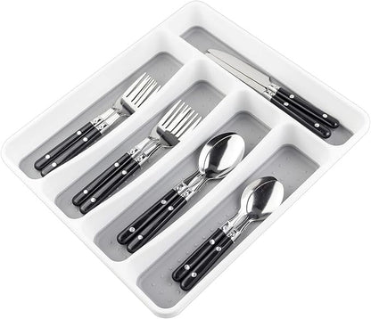 LeMuna Silverware Tray for Drawer, Plastic Cutlery Tray Kitchen Drawer Organizer by LeMuna