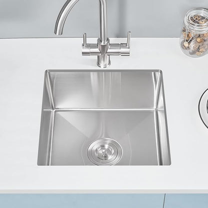 POPFLY 20×17 Inch Undermount Kitchen Sink, Small Wet Bar Prep Sink, 18 Gauge Stainless Steel Single Bowl 9 Inch Deep Rv Sink, Brushed Fregadero De Cocina