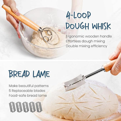 Rorecay Banneton Bread Proofing Baskets Set of 2, 9 Inch Round Cane Sourdough - Image 3