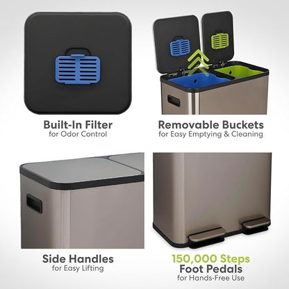 Simpli-Magic 70 Liter / 18.5 Gallon Rectangular Hands-Free Dual Compartment - Image 6