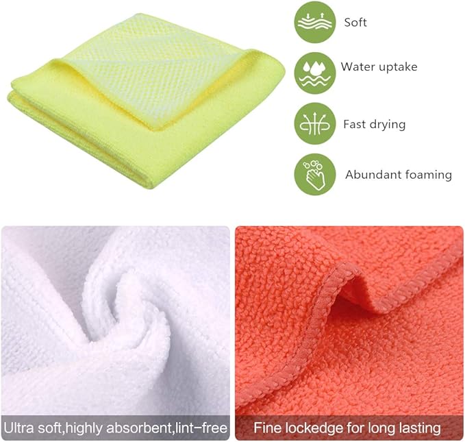 SINLAND 5 Color Assorted Microfiber Dish Cloth Best Kitchen Cloths Cleaning - Image 4