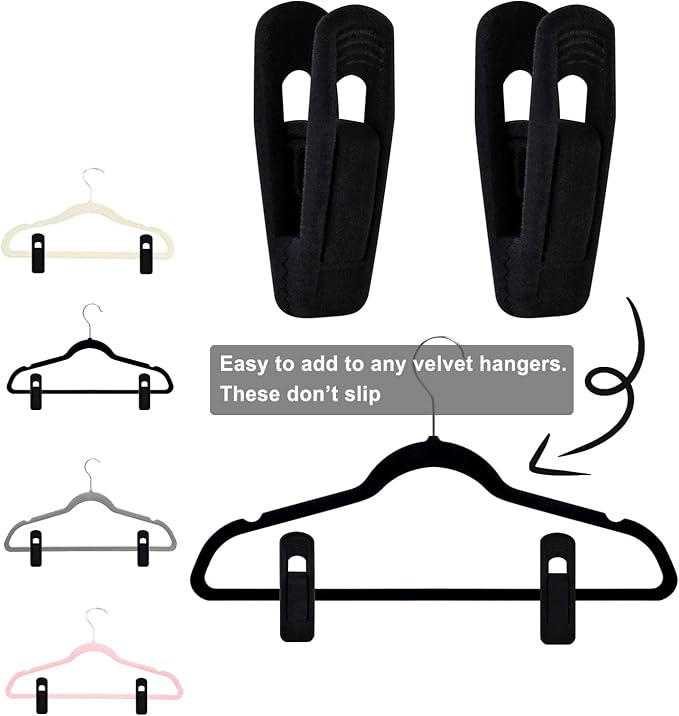 Black Velvet Hangers Clips, Non-Slip Strong Velvet Hangers Clips - Image 6