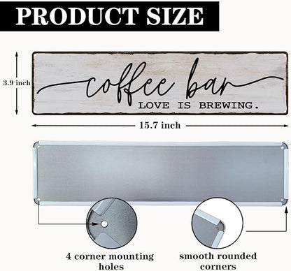 Coffee Bar Sign, Love is Brewing Signs, Retro Metal Tin Sign, Vintage Coffees - Image 2