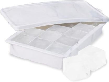 Host Ice Cube Tray with Lid, Makes 15 1.25" Cubes, Durable Silicone Trays by HOST