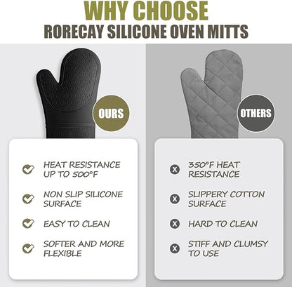 Rorecay 6pcs Oven Mitts and Pot Holders Sets Heat Resistant 500 Degrees - Image 6