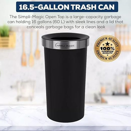 SIMPLI-MAGIC 16 Gallon Open Top Trash Can – Round Commercial Trash Can – - Image 3
