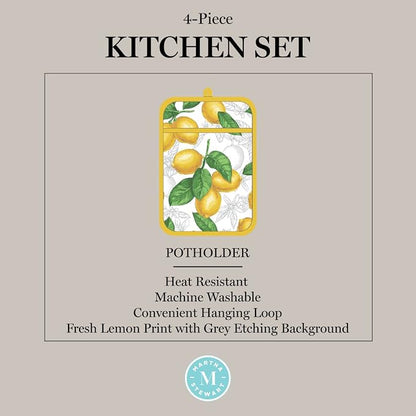 Martha Stewart Lots of Lemons Modern Kitchen Towel, Oven Mitt & Potholder Set - Image 6