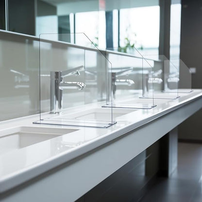 Vesici 2 Pcs Clear Acrylic Sink Splash Guard Freestanding Panel Barrier - Image 5