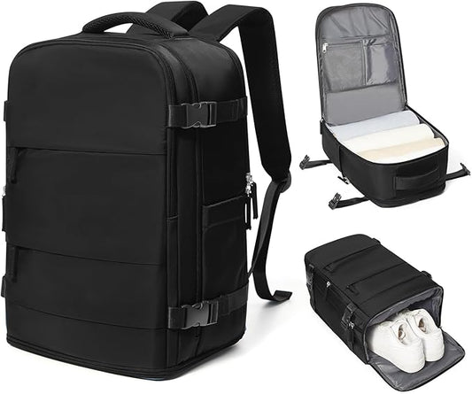 coowoz Travel Backpack Carry On for Women Man Black Gym Backpack with Laptop Compartment Mochila de Viaje Teacher Personal Item Backpacks Rucksack Airplane Accessories Must Haves Small