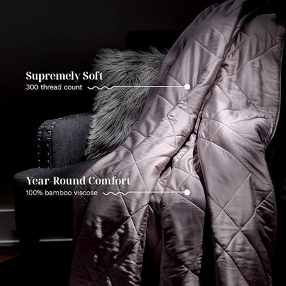 LUXOME Lightweight Blanket | 100% Rayon (Viscose) from Bamboo Fabric & Fill | King/Cal King - 98"x92" | Thermal-Regulating | Super Soft | Dove