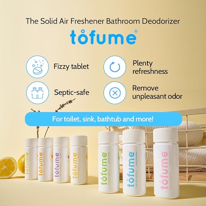 Effervescent Bathroom Air Freshener - Lemon Eucalyptus - Toilet Deodorizer, Bathroom Odor Eliminator, Toilet Freshener, Flushable Air Freshener Toilet Tablets, 2 Pack (60 Tablets)