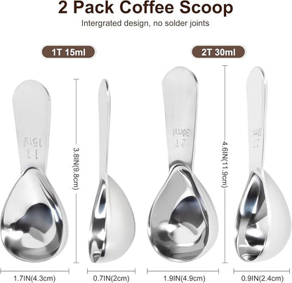 2Pcs Coffee Scoops, Premium 18/8 Stainless Steel Coffee Spoons, Tea and Powder - Image 2