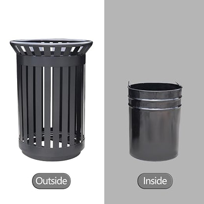Outdoor Metal Slatted Trash Receptacle, Waste Receptacle，Commercial Trash Cans - Image 5
