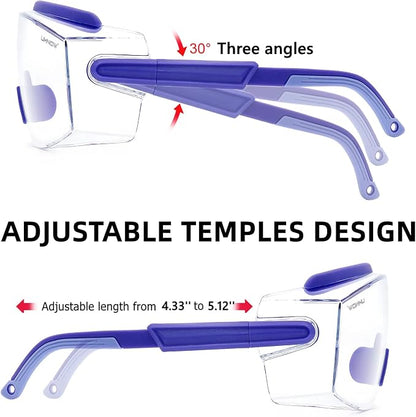 UKNOW Safety Goggles Over Glasses, Safety Glasses Anti Fog Wraparound Eye - Image 4