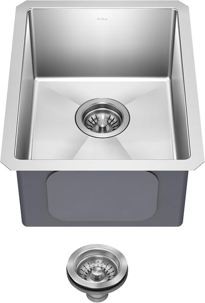 KRAUS Standart Pro 14 -inch Undermount Single Bowl 16 Gauge Stainless Steel Bar Kitchen Sink, KHU101-14