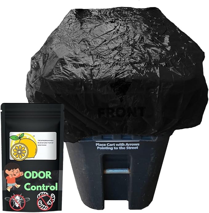 64 Gallon Trash Can Cover Odor Eliminating Bag by TrashSmellBuster