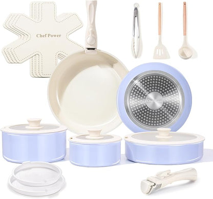 Chef Power Ceramic Nonstick Pots and Pans Set 19 Piece by ChefPower