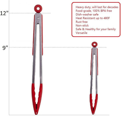 Kitchen Tongs Set of 2 – 9 inch & 12 inch – Stainless Steel Food Tongs - Image 4