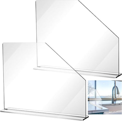 Vesici 2 Pcs Clear Acrylic Sink Splash Guard Freestanding Panel Barrier by Vesici