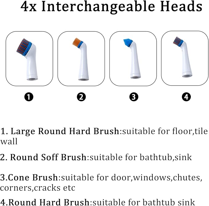 Electric Cleaning Brush with 4 in 1 Multiple Brush Heads, Indoor Household - Image 4