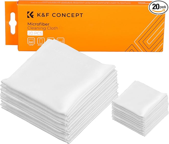 K&F CONCEPT 20 Pack Microfiber Cleaning Cloths, 6x6in Glasses Cleaning Cloths by KFCONCEPT