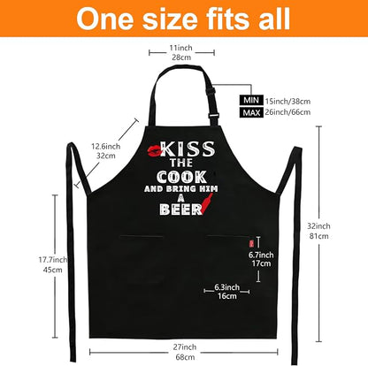 Grilling Apron - KISS THE COOK AND BRING HIM A BEER - Funny BBQ Aprons - Image 4
