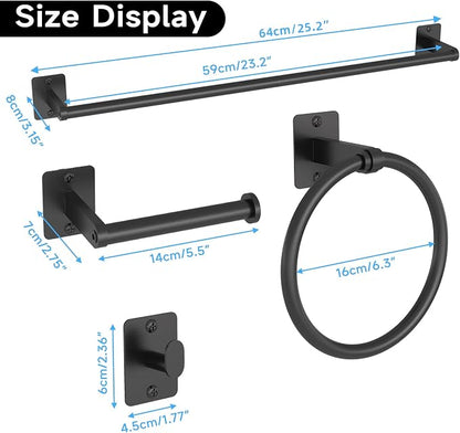 Matte Black Bathroom Accessories Set, KLJKPA 4 Pieces Bathroom Hardware Set - Image 7