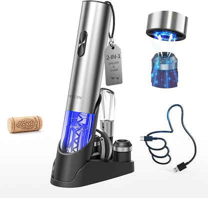 CIRCLE JOY Electric Wine Opener 7-in-1 Stainless Steel Rechargeable Electric by CIRCLEJOY