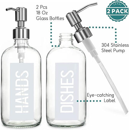 JASAI 2Pack 18OZ Glass Soap Dispenser - Image 3