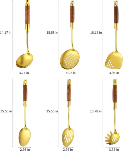 Izurok 18/10 Stainless Steel Kitchen Utensils Set, 6 Piece Cooking Utensils - Image 2