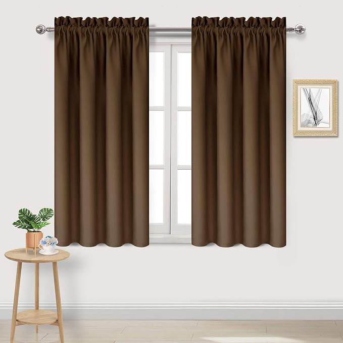 DWCN Brown Blackout Curtains for Bedroom -Rod Pocket Thermal Insulated Room by DWCN
