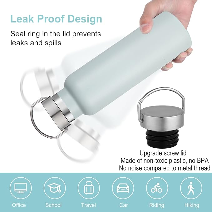 Neihepal 20 oz Insulated Water Bottles Bulk 8 Pack, Stainless Steel Double Wall - Image 4