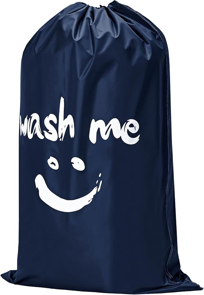 HOMEST 2 Pack XL Wash Me Travel Laundry Bag, Dirty Garments Organizer, Large Enough to Hold 4 Loads of Clothes, Easy Fit a Hamper or Clothing Basket, Azure and Blue