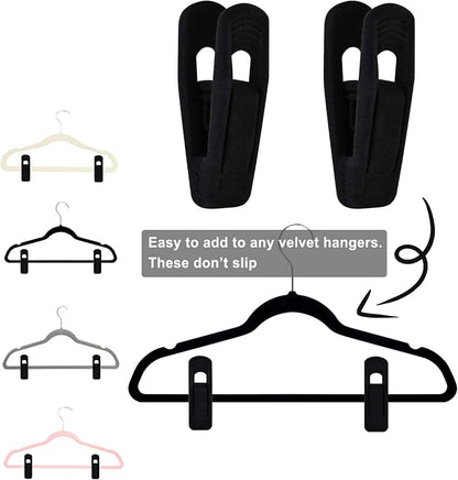 Black Velvet Hangers Clips 40 PCS, Pants Hangers Velvet Clips Easily Add to - Image 2
