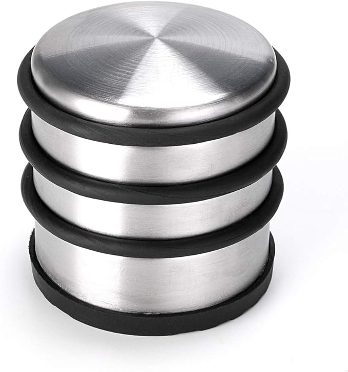 Sumnacon Heavy Duty Floor Door Stopper No Drill, Durability Stainless Steel Door Stops with Anti-Skid Rubber - Contemporary Decorative Safety Door Wedge for Home Office Commercial Industrial