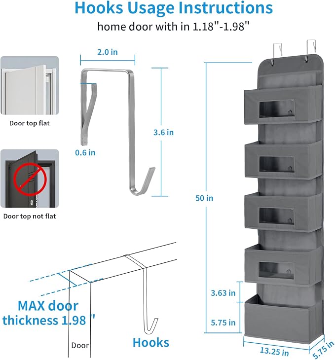 MAX Houser 5-Shelf Over The Door Hanging Organizer - Image 2
