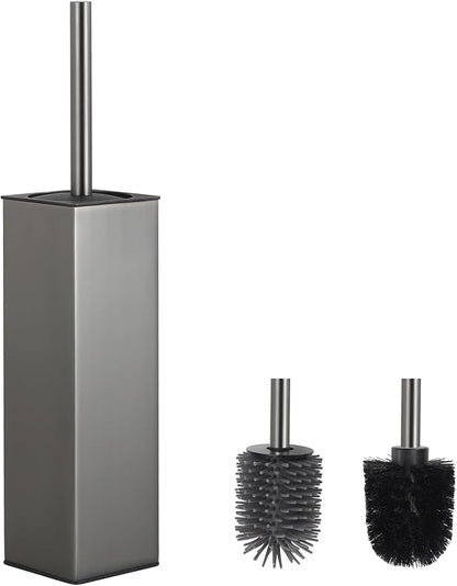 BVL Toilet Brush and Holder Set Gun Gray Freestanding Toilet Bowl Brush by BVLBath